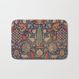 17th Century Persian Rug Print with Animals Bath Mat