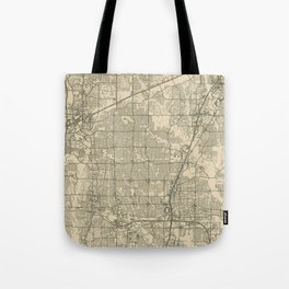 USA, Plano City Map Tote Bag