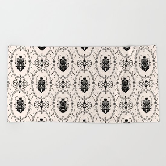Seamless wallpaper background floral vintage Beach Towel