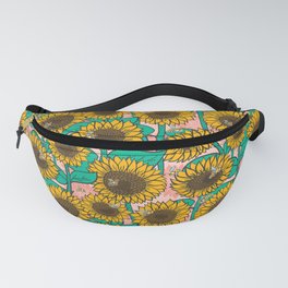 Cheery Sunflowers on Pink Fanny Pack