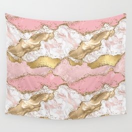 Pink Gold Glitter Agate Pretty Girly Wall Tapestry