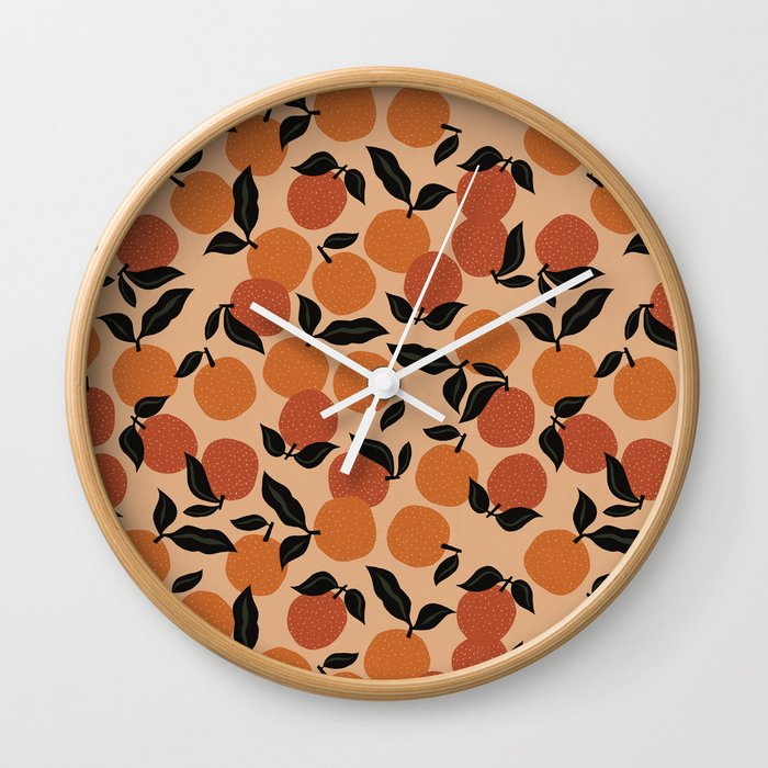 Seamless Citrus Pattern / Oranges Wall Clock