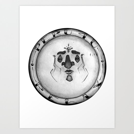 Peru 4 U "Relax" Motorcycle Gang Emblem *Black and White* Art Print