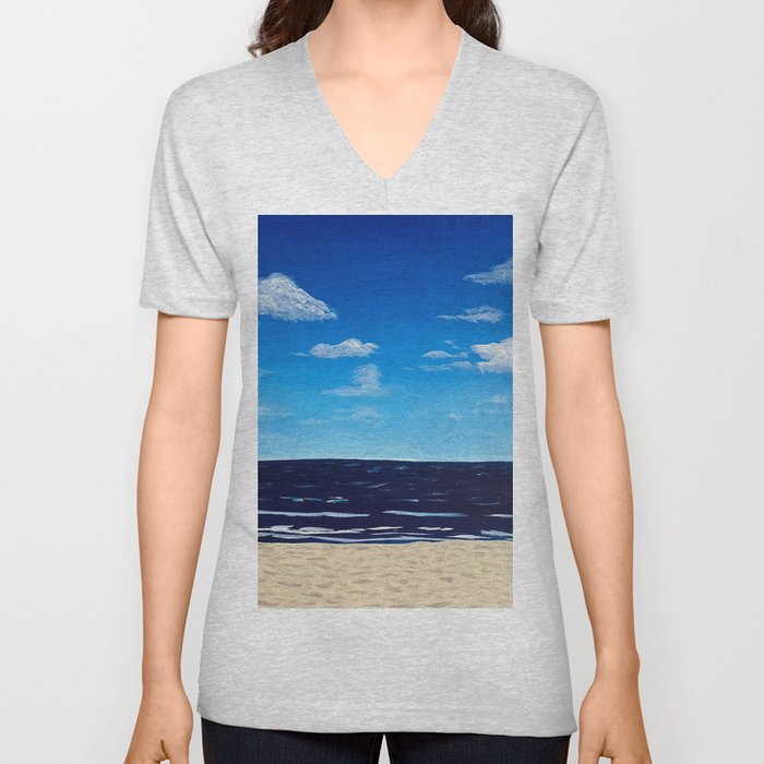 Summer Day at the Beach on Cape Cod V Neck T Shirt