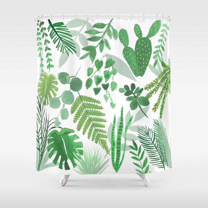 Houseplant Collage Shower Curtain