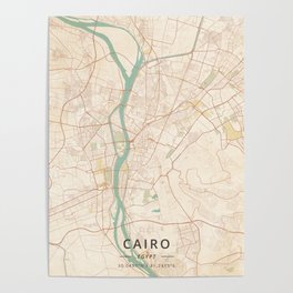 Cairo, Egypt - Vintage Map Poster
