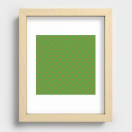 Cherry Seamless Pattern On Green Background Recessed Framed Print