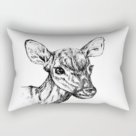Deer - Black & White Rectangular Pillow