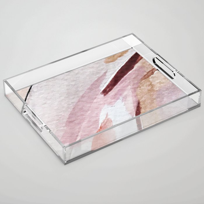 Away [2]: an abstract mixed media piece in pinks and reds Acrylic Tray