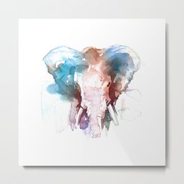 Elephant head / Abstract animal portrait. Metal Print | Decoration, Abstract, Mammal, Sketch, Savanna, White, Elephant, Handdrawn, Watercolor, Isolated 