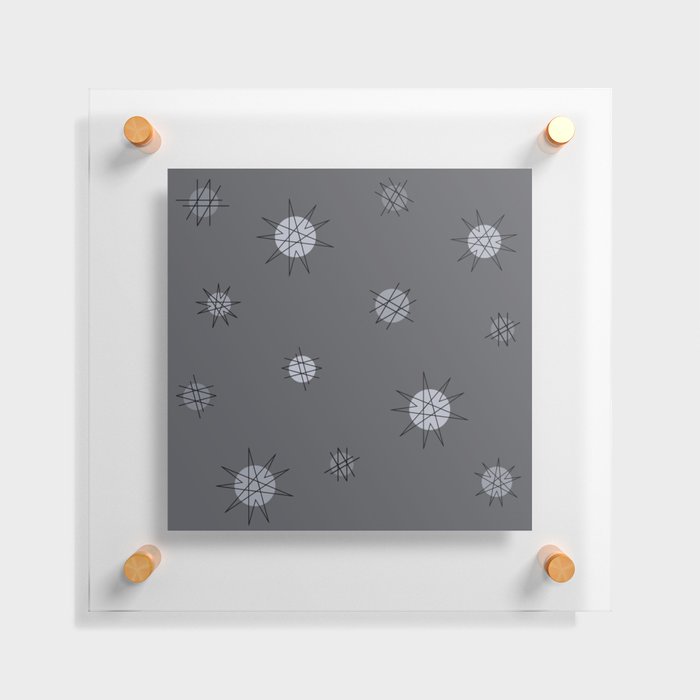 Atomic Age Starburst Planets Slate Gray Floating Acrylic Print