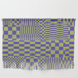 Glitchy Checkers // Purple & Green Wall Hanging