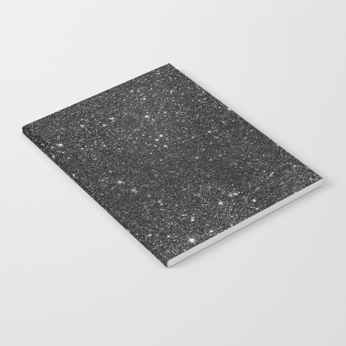 Modern chic elegant trendy faux black glitter Notebook