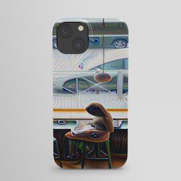 Waiting alone in the cafeteria watching the cars go by  iPhone Case