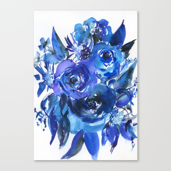 blue rose bouquet Canvas Print
