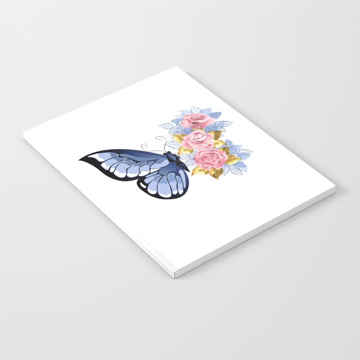 Blue Butterfly with Roses Notebook