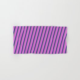 [ Thumbnail: Blue, Gray & Orchid Colored Lines Pattern Hand & Bath Towel ]