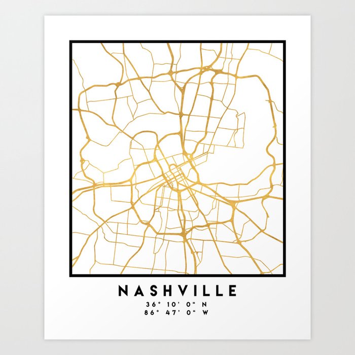 Nashville Tennessee City Street Map Art Art Print By Deificusart