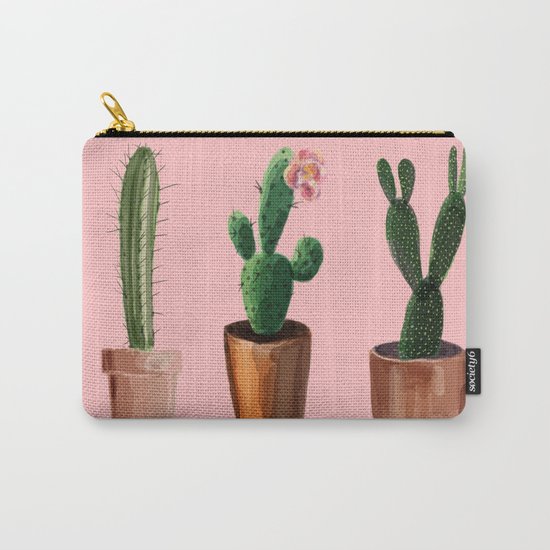 Three Cacti On Pink Background Carry-All Pouch