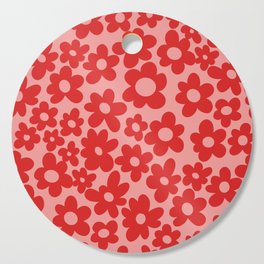 PINK AND RED RETRO FLOWERS Cutting Board