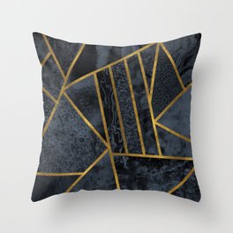 Slate Stone and Gold Geometric Pattern Throw Pillow