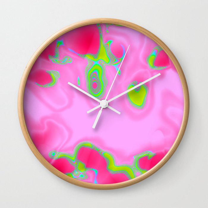 Green and pink flow Wall Clock