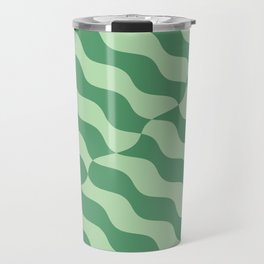 Retro Wavy Abstract Swirl Pattern in Green Travel Mug