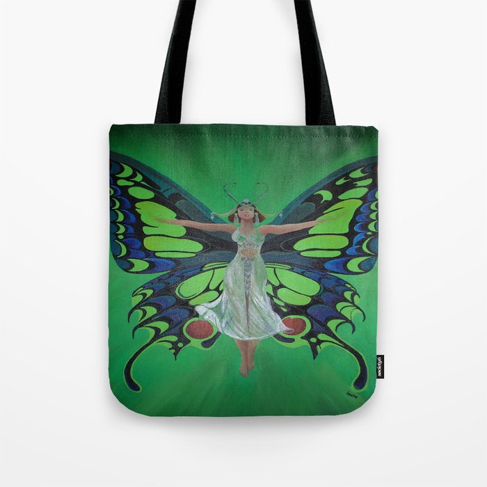 Art Nouveau Vintage Flapper With Butterfly Wings Tote Bag
