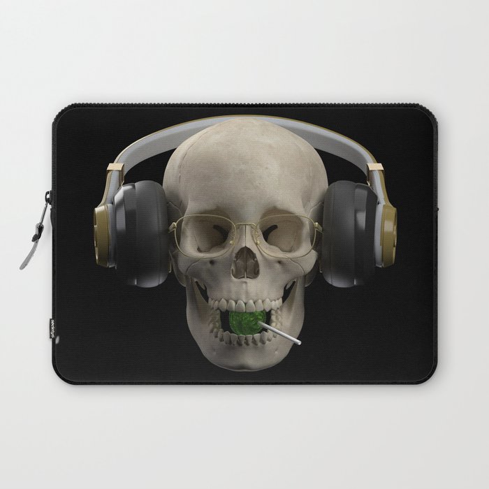 The skull  in the headphones  Laptop Sleeve