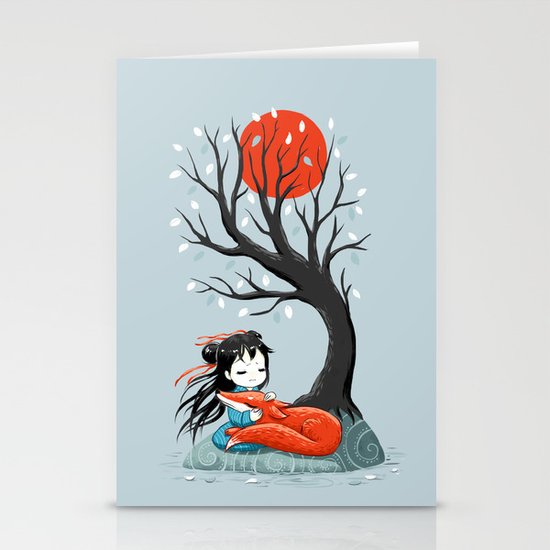 Girl and a Fox 2 Stationery Cards