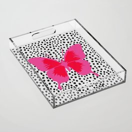  Cute Preppy Vsco Butterfly on Black and White Acrylic Tray