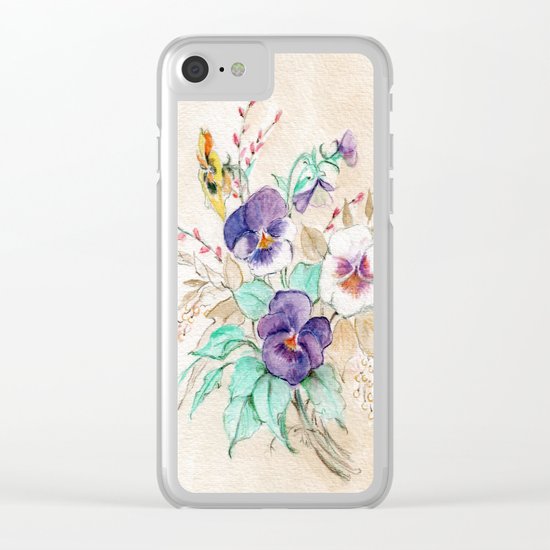 Pansies Bouquet Clear iPhone Case