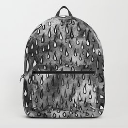 Grey Raindrops Backpack | Watercolor, Rain, Ink, Painting, Raindropspattern, Illustration, Inked, Digital, Pattern, Black and White 