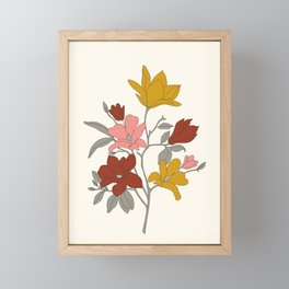 Colorful Minimal Line Art Magnolia Framed Mini Art Print