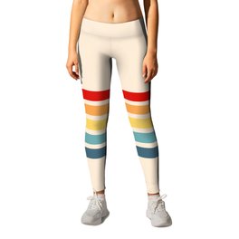 Takaakira - Classic Rainbow Retro Stripes Leggings | Basic, Design, 90S, Sand, 80S, Rainbow, Stripes, Timeless, Beige, Colors 