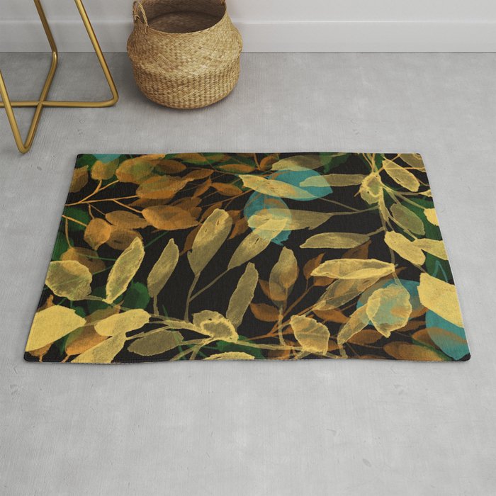 Colorful Watercolor Foilage Rug