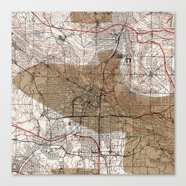 USA - Akron. City Map Collage. Retro Canvas Print