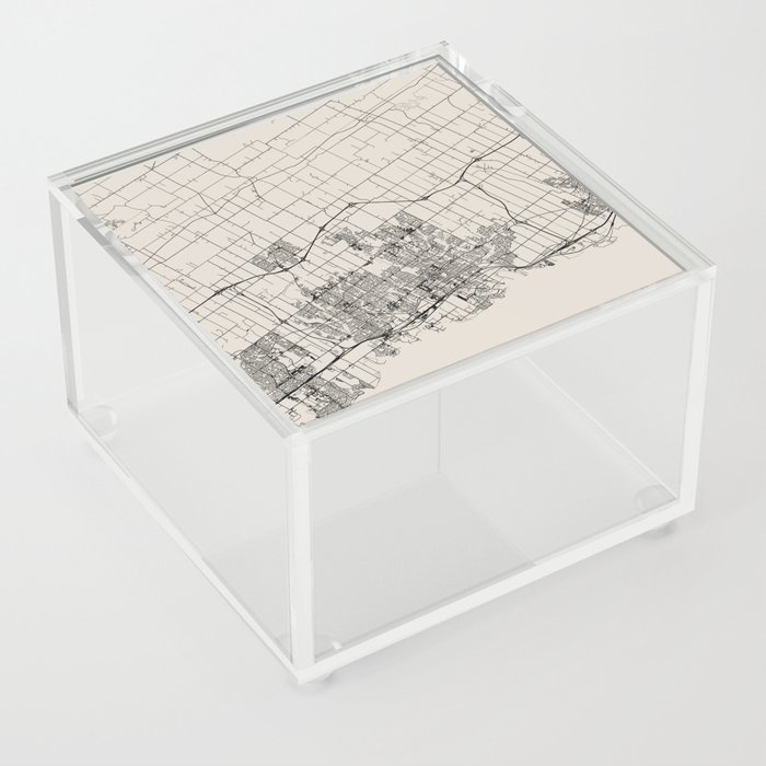 Black and White Canada, Oshawa Map - Minimalist Acrylic Box