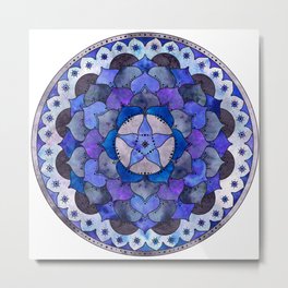 Star Mandala Storm Metal Print | Pattern, Star, Graphicdesign, Digital, Starmandala, Wind, Greay, Blue, Mandala, Stormy 