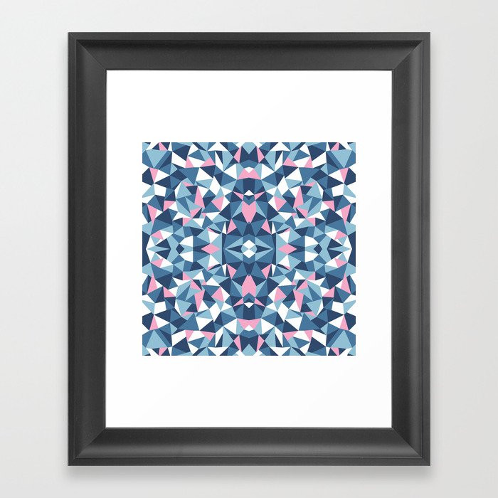 Abstract Collide Blue and Pink Framed Art Print
