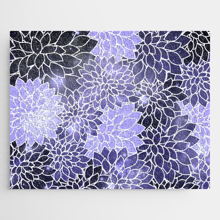 Periwinkle Violet Space Dahlias Jigsaw Puzzle
