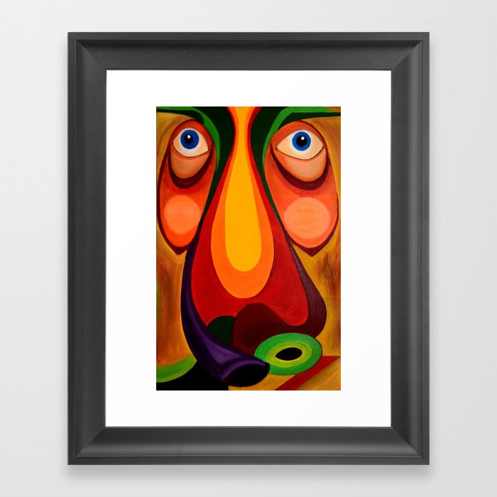 Abstract Stunned Face Impression Oil Painting Artwork Framed Art