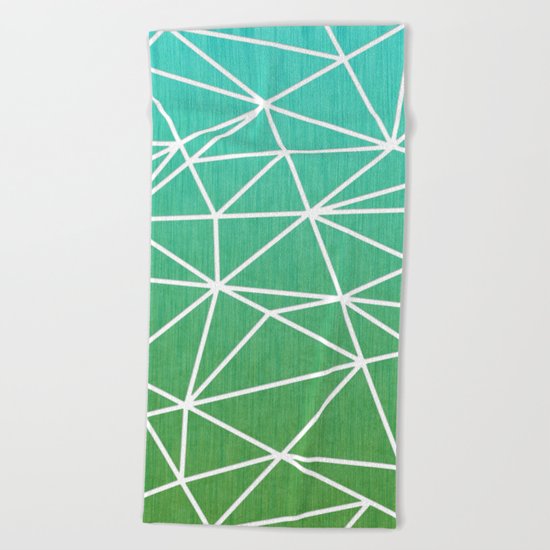 Abstract geometric | green & turquoise Beach Towel