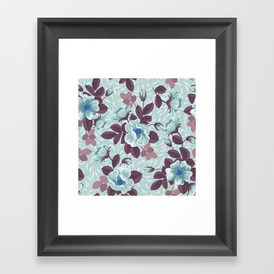 Retro Floral Pattern Framed Art Print