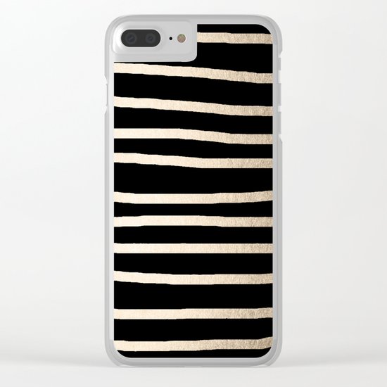 Simply Drawn Stripes White Gold Sands on Midnight Black Clear iPhone Case