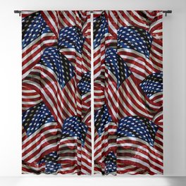 Rustic American Flags Blackout Curtain