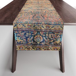 Kashan Floral Persian Carpet Print Table Runner | Rug, Pattern, Geometric, Vintage, Kashan, Retro, Area, Flowers, Birds, Outdoor 