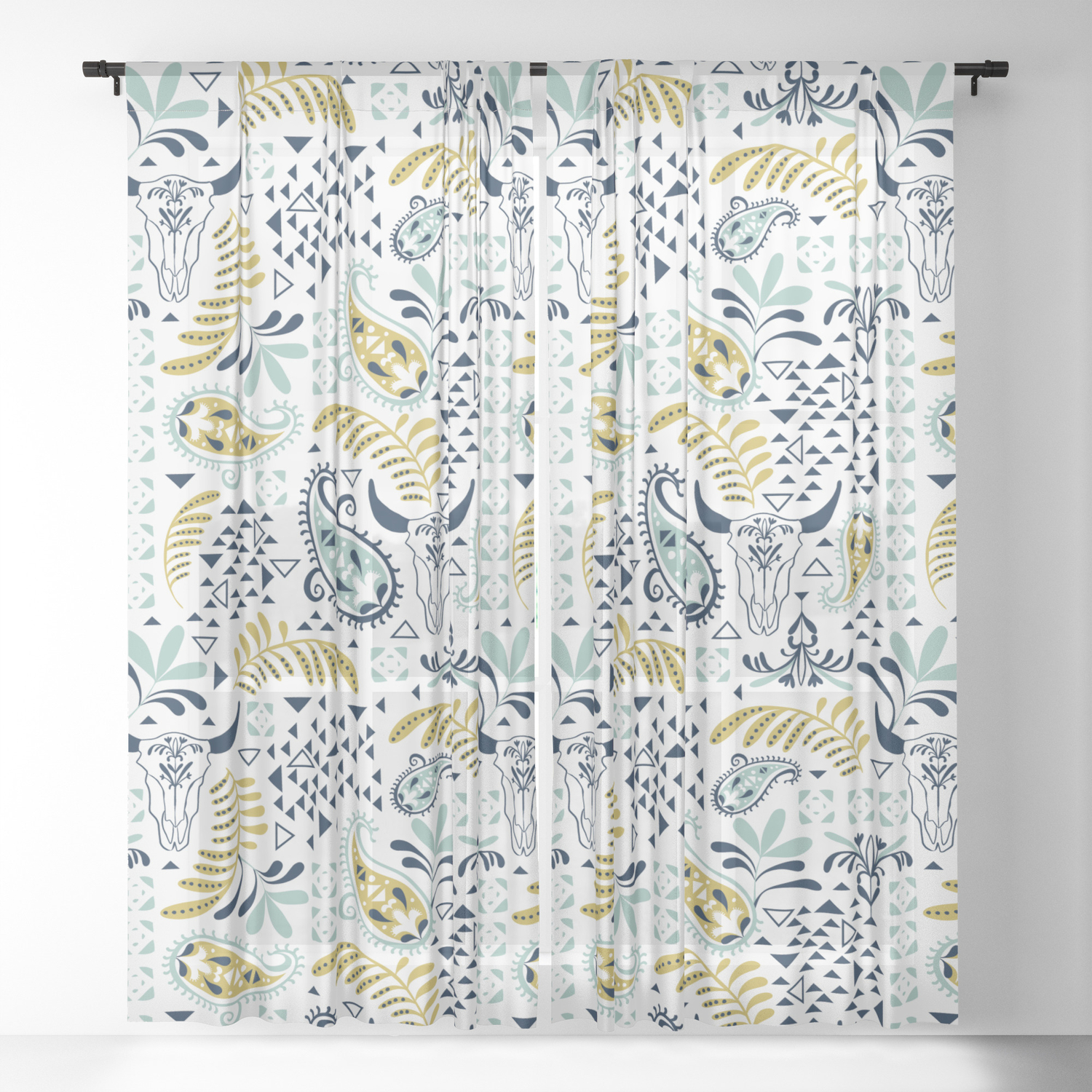 Bohemian Rhapsody White Sheer Curtain By