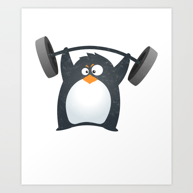 Deadlift Penguin Gym Fitness Workout Gift Art Print By