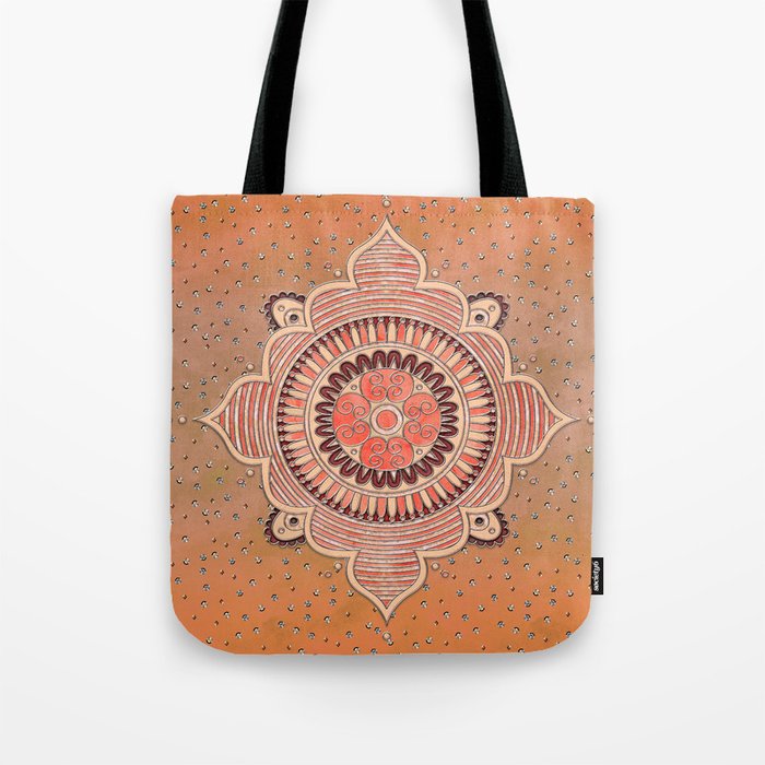 Mandala ornament orange Tote Bag